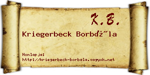 Kriegerbeck Borbála névjegykártya